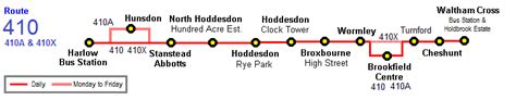 Our buses travel in and around Hoddesdon with routes connecting the town to Hertford, Waltham Cross and many other villages and towns. . 410 bus timetable waltham cross to harlow